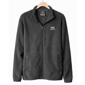 RVCA Black Full Zip Fleece Jacket Logo Outdoor Layer Size XL